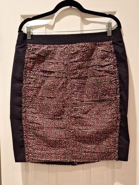 J. Crew - Cotton Black and Speckled Color Print Gathered Pencil Skirt - 10 NWT